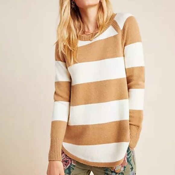 Anthropologie Sweaters | Anthropologie Rebekah Tunic Sweater | Color: Tan/White | Size: Xs | Catscornershop's Closet
